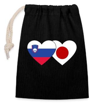 Slowenien Japan Herz Flagge - Verschließbarer Geschenkbeutel aus Baumwolle (14x20cm) - Schwarz - Vorne