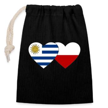 Uruguay Poland Heart Flag - Closable cotton gift bag (14x20cm) - black - Front
