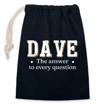 Dave The Answer To Every Question - Closable cotton gift bag (14x20cm) - navy - Front
