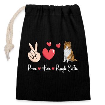 Longhair Collie Rough Collie Dog - Closable cotton gift bag (14x20cm) - black - Front