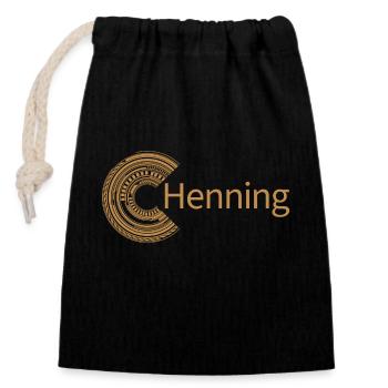 For Henning - Closable cotton gift bag (14x20cm) - black - Front