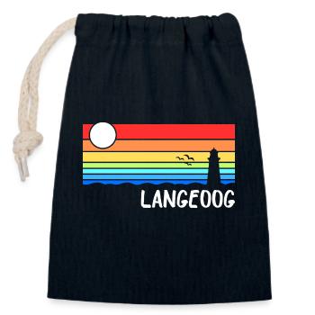 Langeoog Nordsee Ostfriesische Insel Geschenk - Verschließbarer Geschenkbeutel aus Baumwolle (14x20cm) - Navy - Vorne