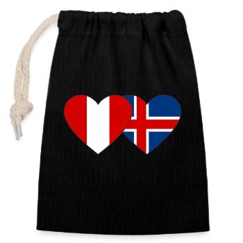 Pérou Islande Drapeau du Cœur - Sac cadeau en coton avec cordon (14 x 20 cm) - noir - Devant