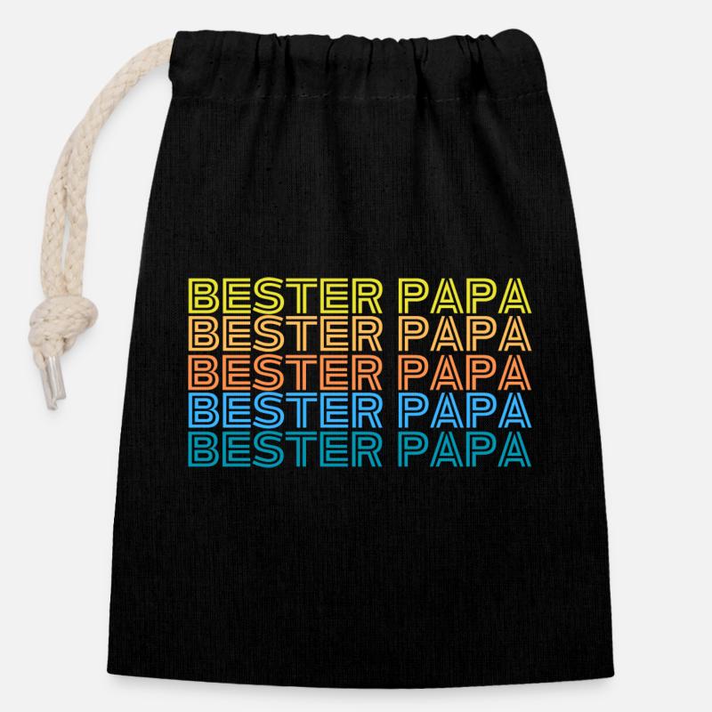 Bester Papa - Verschließbarer Geschenkbeutel aus Baumwolle (14x20cm) - Schwarz
