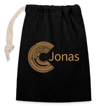 Für Jonas - Verschließbarer Geschenkbeutel aus Baumwolle (14x20cm) - Schwarz - Vorne