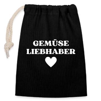 Gemüse Liebhaber - Verschließbarer Geschenkbeutel aus Baumwolle (14x20cm) - Schwarz - Vorne