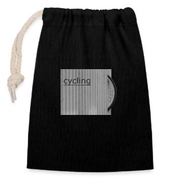 The modern cyclist parks his bike like this - Closable cotton gift bag (14x20cm) - black - Front