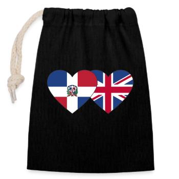 République dominicaine Angleterre Drapeau - Sac cadeau en coton avec cordon (14 x 20 cm) - noir - Devant