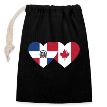 République dominicaine Canada Flag Heart - Sac cadeau en coton avec cordon (14 x 20 cm) - noir - Devant