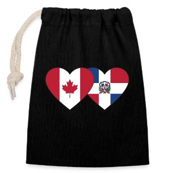Canada République dominicaine Flag Heart - Sac cadeau en coton avec cordon (14 x 20 cm) - noir - Devant