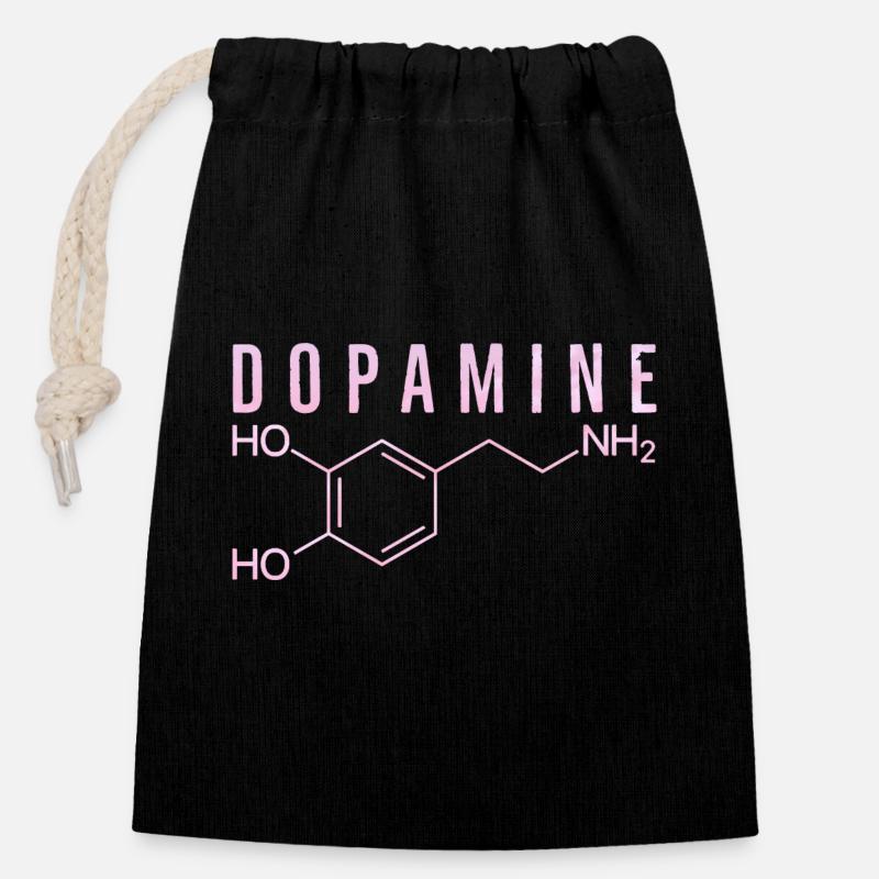 Molécule de dopamine - Sac cadeau en coton avec cordon (14 x 20 cm) - noir