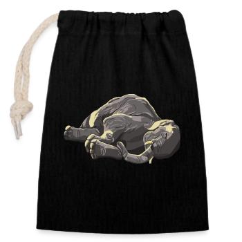 Asian elephant in the sun - Closable cotton gift bag (14x20cm) - black - Front