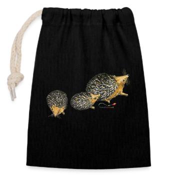 Igel - Verschließbarer Geschenkbeutel aus Baumwolle (14x20cm) - Schwarz - Vorne