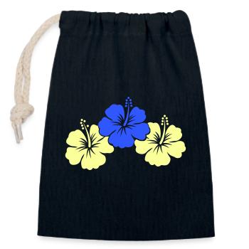 Hibiscus Flowers - Closable cotton gift bag (14x20cm) - navy - Front