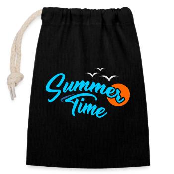 Summer Time - Verschließbarer Geschenkbeutel aus Baumwolle (14x20cm) - Schwarz - Vorne