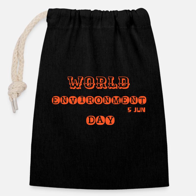 world environment day - Sac cadeau en coton avec cordon (14 x 20 cm) - noir