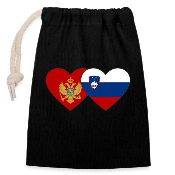 Montenegro Slovenia Flag - Closable cotton gift bag (14x20cm) - black - Front