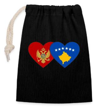 Montenegro Kosovo Flag - Closable cotton gift bag (14x20cm) - black - Front