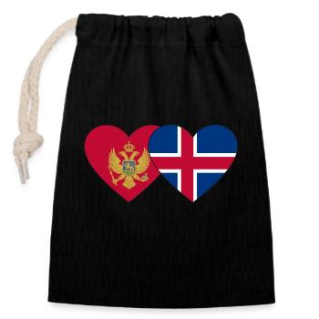 Montenegro Iceland Flag - Closable cotton gift bag (14x20cm) - black - Front