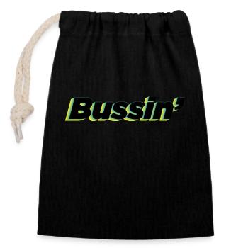 Boussin Trendy Words, Slang, Sayings Typography - Closable cotton gift bag (14x20cm) - black - Front