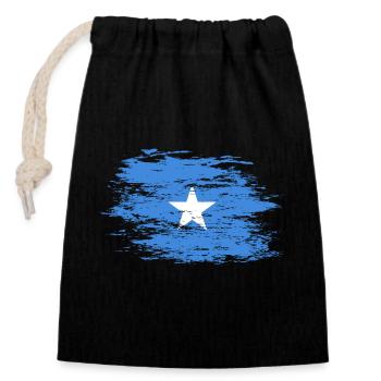 Somalia Flagge used - Verschließbarer Geschenkbeutel aus Baumwolle (14x20cm) - Schwarz - Vorne