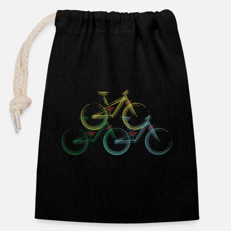 VTT Entièrement esquissé - Sac cadeau en coton avec cordon (14 x 20 cm) - noir