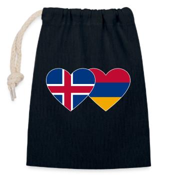 Islande Arménie Drapeau Coeur - Sac cadeau en coton avec cordon (14 x 20 cm) - bleu marine - Devant