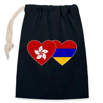 Hong Kong Armenia flag heart - Closable cotton gift bag (14x20cm) - navy - Front