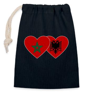 Marokko Albanien Flagge Herz - Verschließbarer Geschenkbeutel aus Baumwolle (14x20cm) - Navy - Vorne