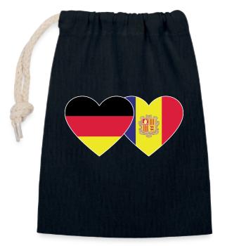 Germany Andorra Flag Heart - Closable cotton gift bag (14x20cm) - navy - Front
