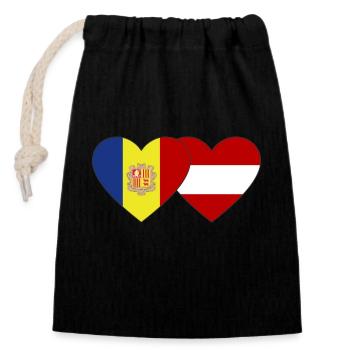 Andorra Austria Flag Heart - Closable cotton gift bag (14x20cm) - black - Front