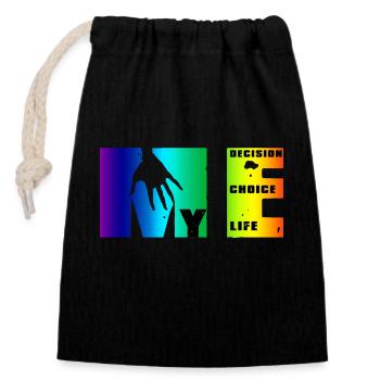 Manifesto of Me: Choice, Decision, Life - Closable cotton gift bag (14x20cm) - black - Front