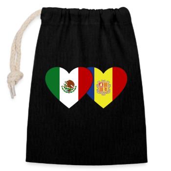 Mexico Andorra Flag Heart - Closable cotton gift bag (14x20cm) - black - Front