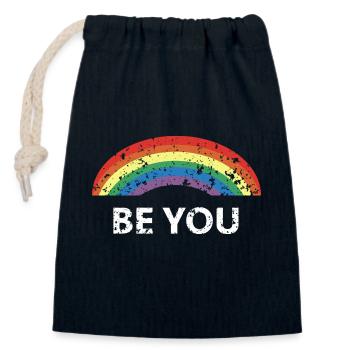 be you - Closable cotton gift bag (14x20cm) - navy - Front