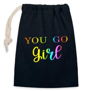 du gehst girl power frauen mädchen feminismus zitate frau - Verschließbarer Geschenkbeutel aus Baumwolle (14x20cm) - Navy - Vorne