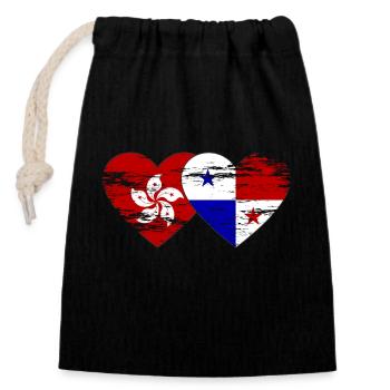Hong Kong Panama flag used - Closable cotton gift bag (14x20cm) - black - Front