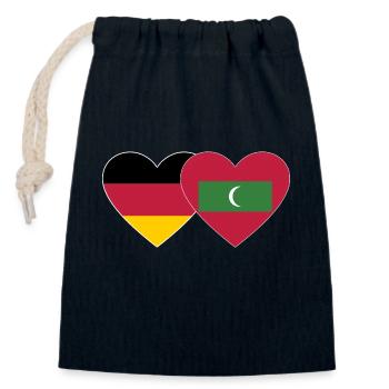Germany Maldives flag heart - Closable cotton gift bag (14x20cm) - navy - Front