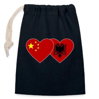 China Albania Heart Flag - Closable cotton gift bag (14x20cm) - navy - Front