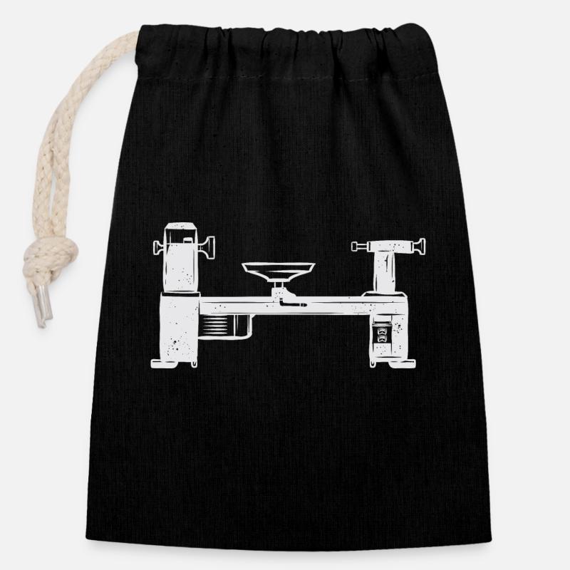 Turning Wood Lathe Lathe - Closable cotton gift bag (14x20cm) - black