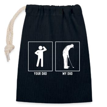 Dein Vater - Mein Vater - Golfspieler - Verschließbarer Geschenkbeutel aus Baumwolle (14x20cm) - Navy - Vorne