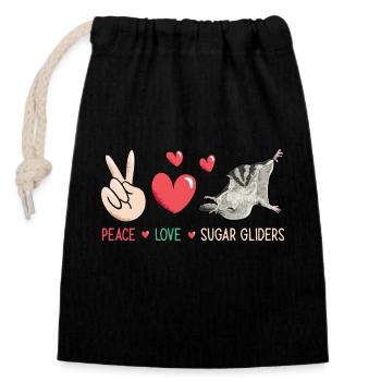 Short-headed glider Sugar Glider - Closable cotton gift bag (14x20cm) - black - Front