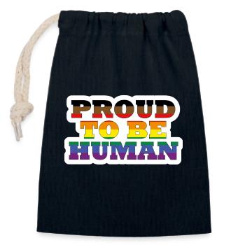 Proud to be Human - Verschließbarer Geschenkbeutel aus Baumwolle (14x20cm) - Navy - Vorne