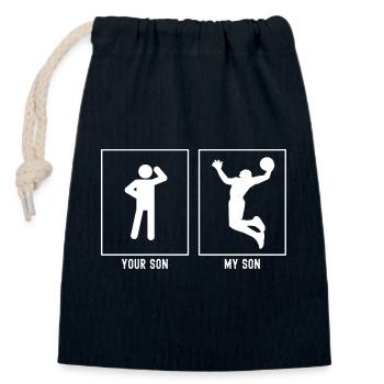 Your Son - My Son - Basketball Slam Dunk - Closable cotton gift bag (14x20cm) - navy - Front