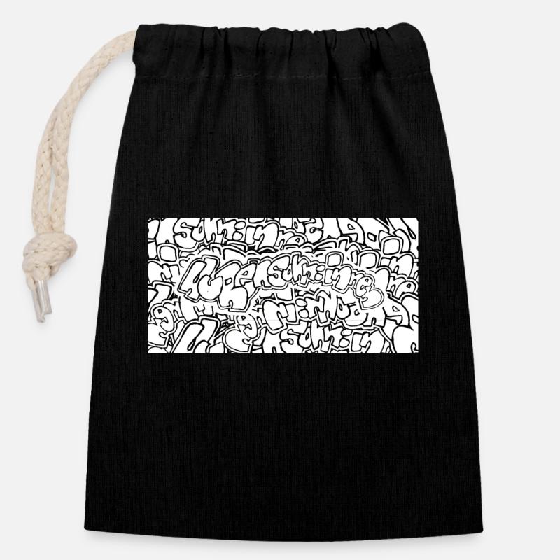 Graffiti Huansohn - Sac cadeau en coton avec cordon (14 x 20 cm) - noir