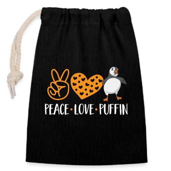 puffin puffin auke birds Lunde - Closable cotton gift bag (14x20cm) - black - Front