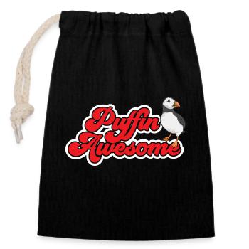 puffin puffin auke birds Lunde - Closable cotton gift bag (14x20cm) - black - Front