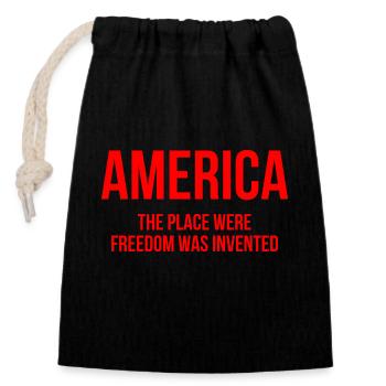 L’Amérique, le lieu où la liberté a été inventée - Sac cadeau en coton avec cordon (14 x 20 cm) - noir - Devant