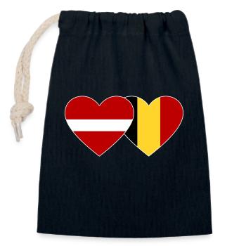 Latvia Belgium Flag Heart - Closable cotton gift bag (14x20cm) - navy - Front