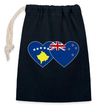 Drapeau de la Nouvelle-Zélande du Kosovo - Sac cadeau en coton avec cordon (14 x 20 cm) - bleu marine - Devant