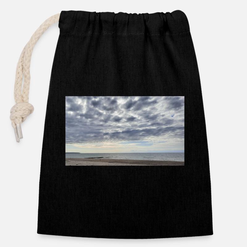 Clouds - Closable cotton gift bag (14x20cm) - black